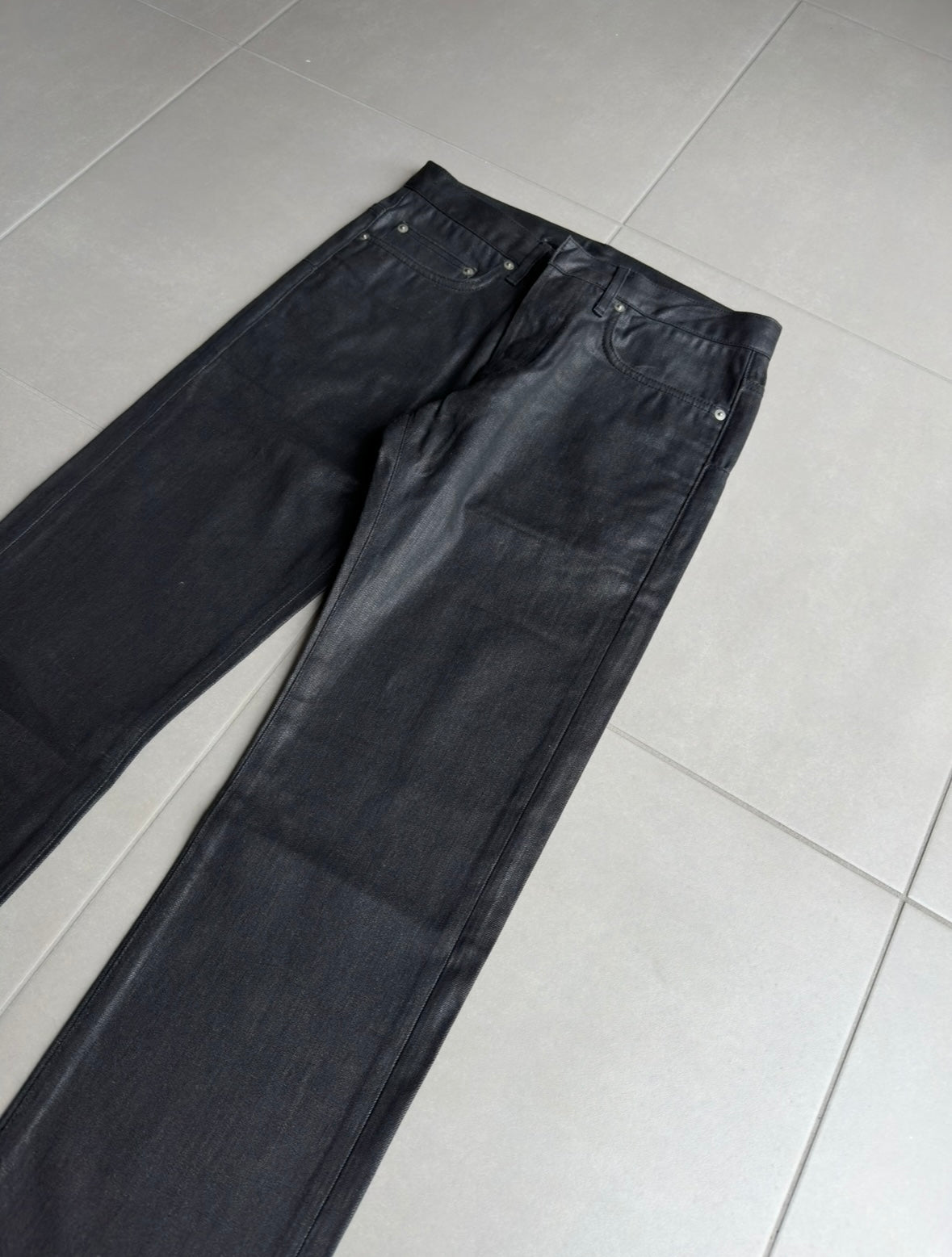 Dior Homme AW07 "navigate" polyurethane wax coated jeans