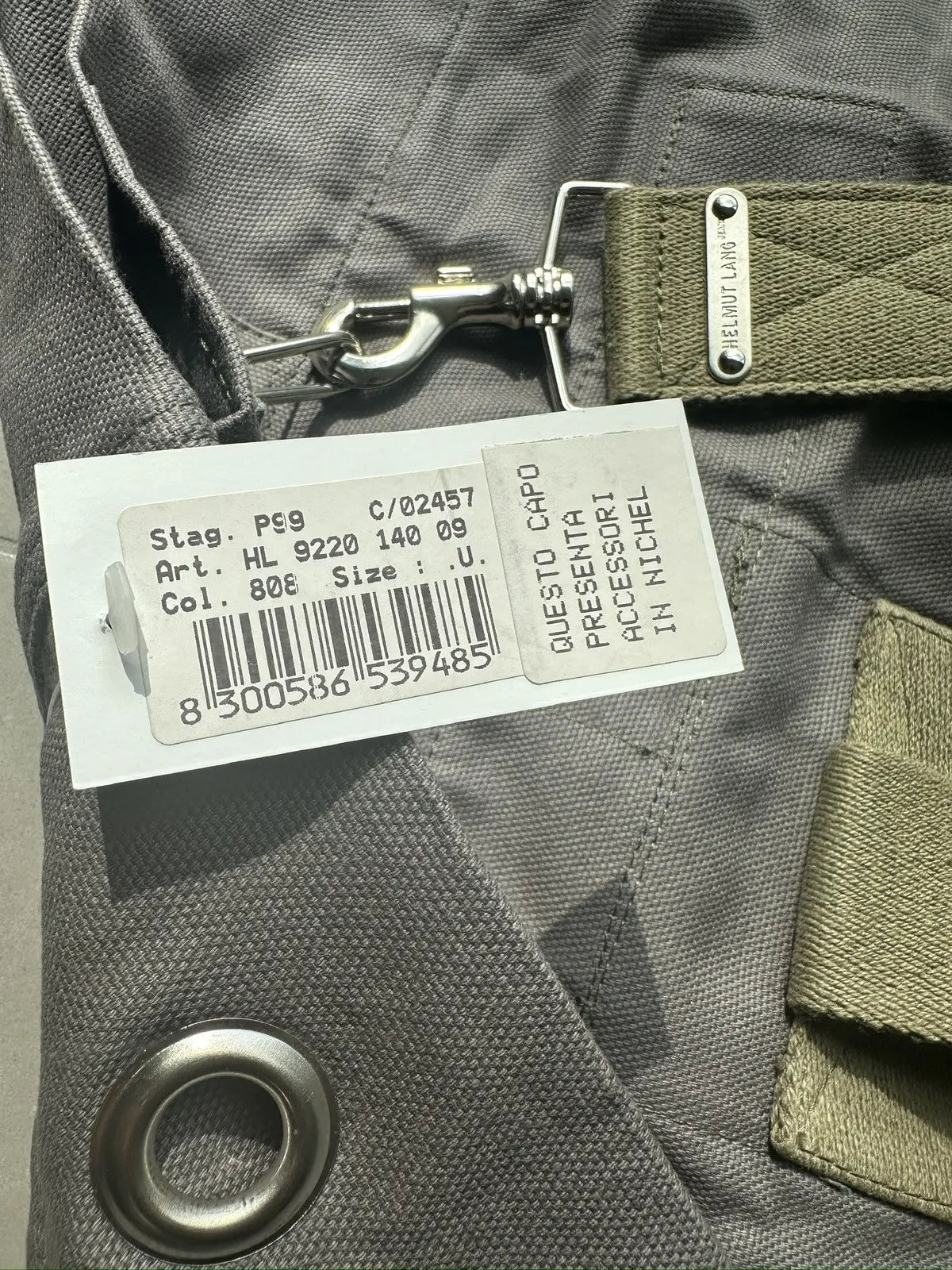 Helmut Lang archive SS1999 military duffle bag