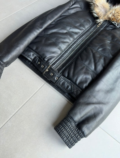 Dior Homme AW04 fur hooded leather jacket