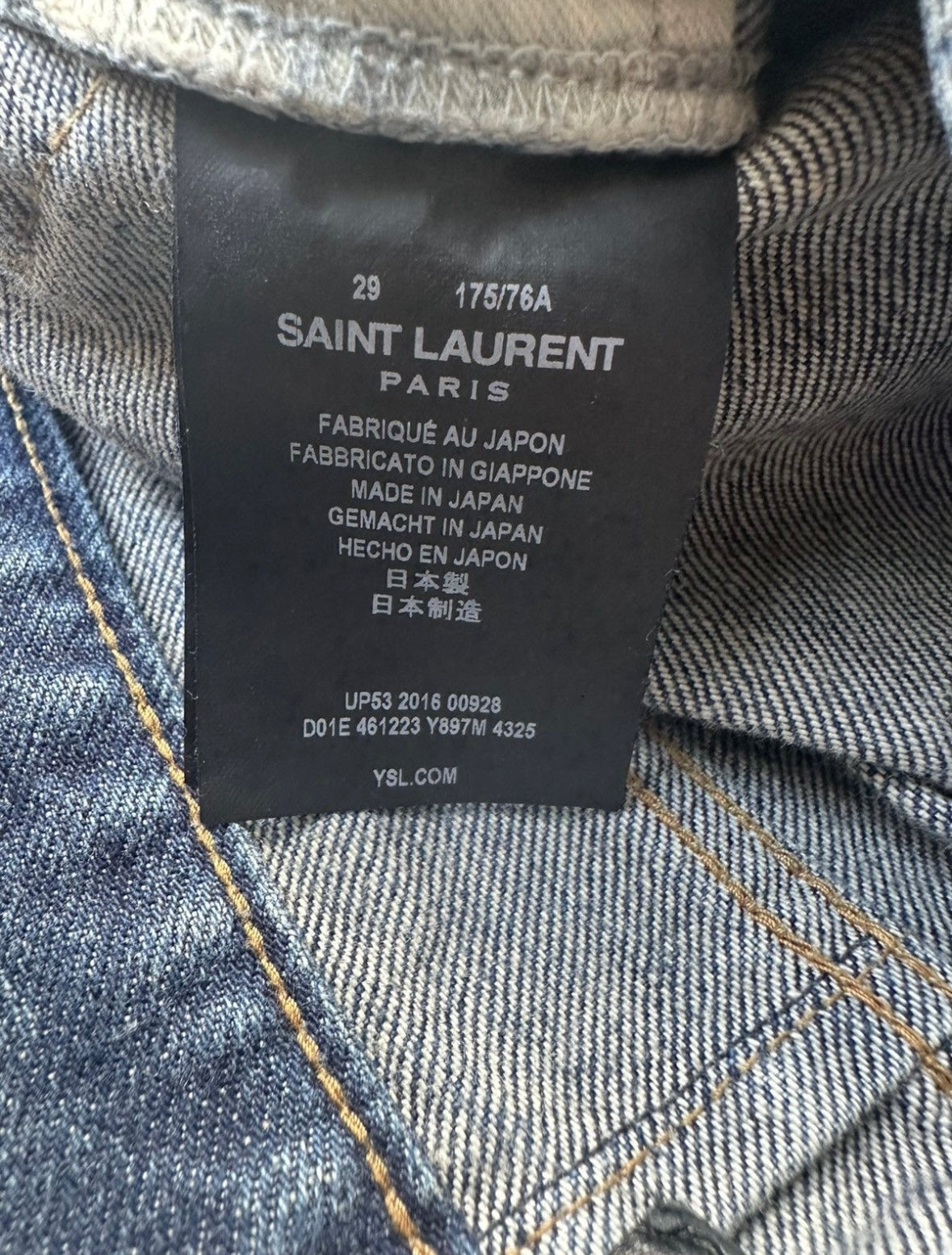 Saint Laurent Paris by Hedi Slimane D02 washed whiskered Blue Denim