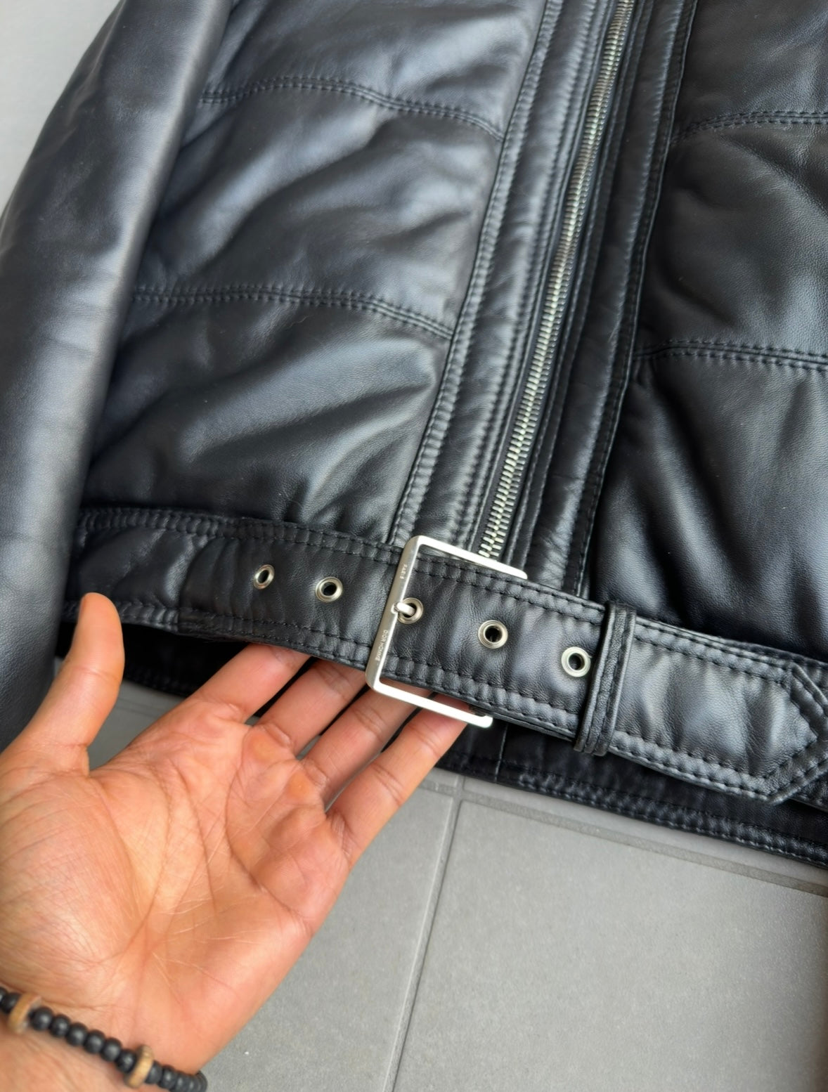 Dior Homme AW04 fur hooded leather jacket