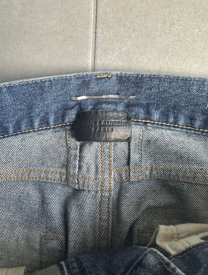 Saint Laurent Paris by Hedi Slimane D02 washed whiskered Blue Denim