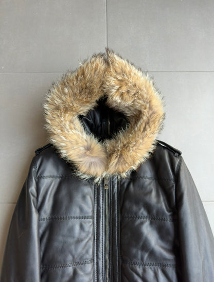 Dior Homme AW04 fur hooded leather jacket
