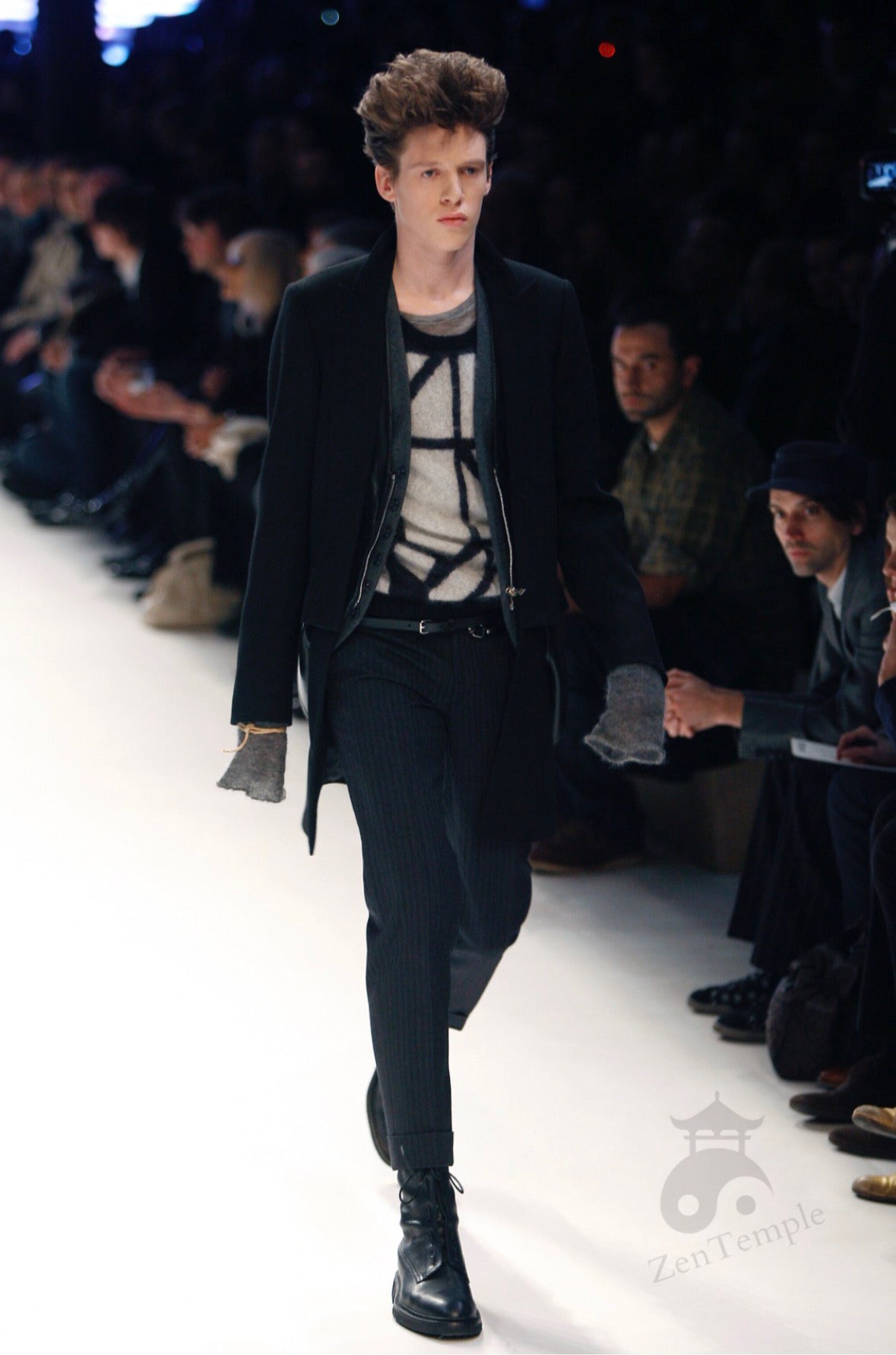 Dior homme AW07 “Navigate” runway striped thick wool trousers