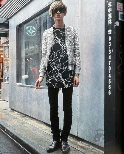 Dior Homme SS07 “We Look Good Together” silver pleated bomber