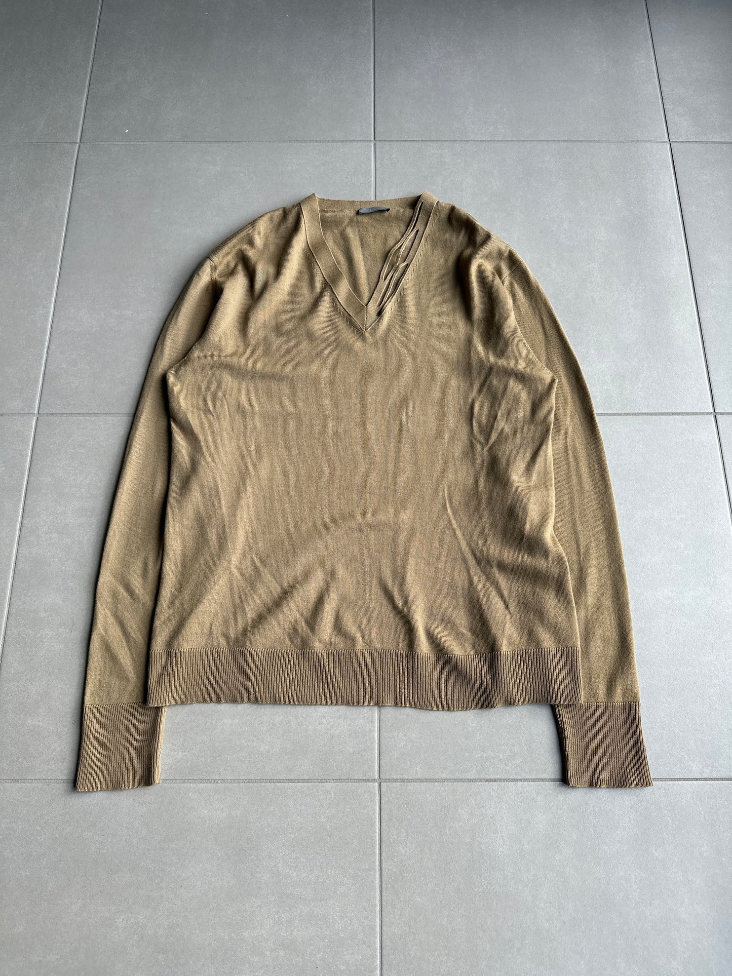 Dior Homme AW04 “VOTC” runway slashed V-neck sweater