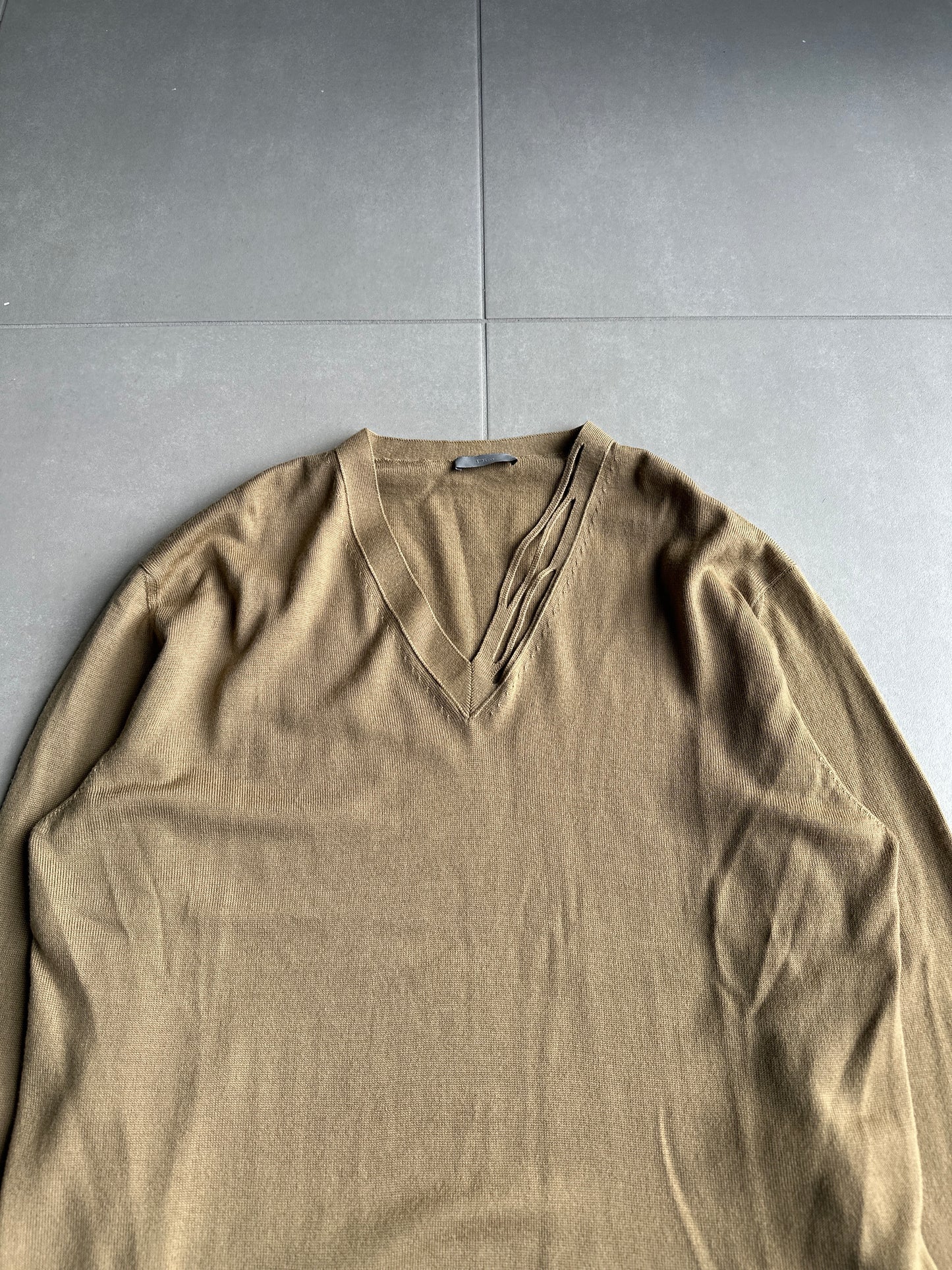 Dior Homme AW04 “VOTC” runway slashed V-neck sweater