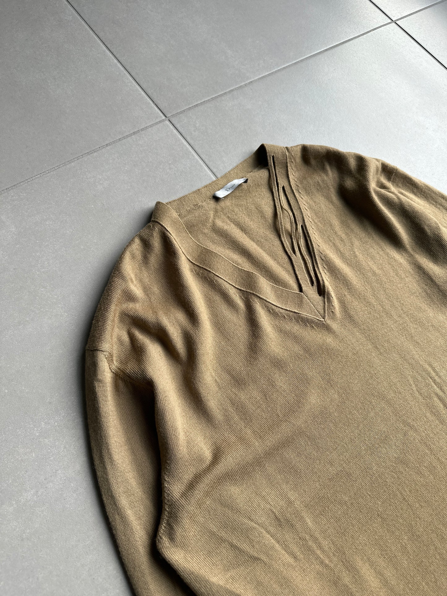 Dior Homme AW04 “VOTC” runway slashed V-neck sweater