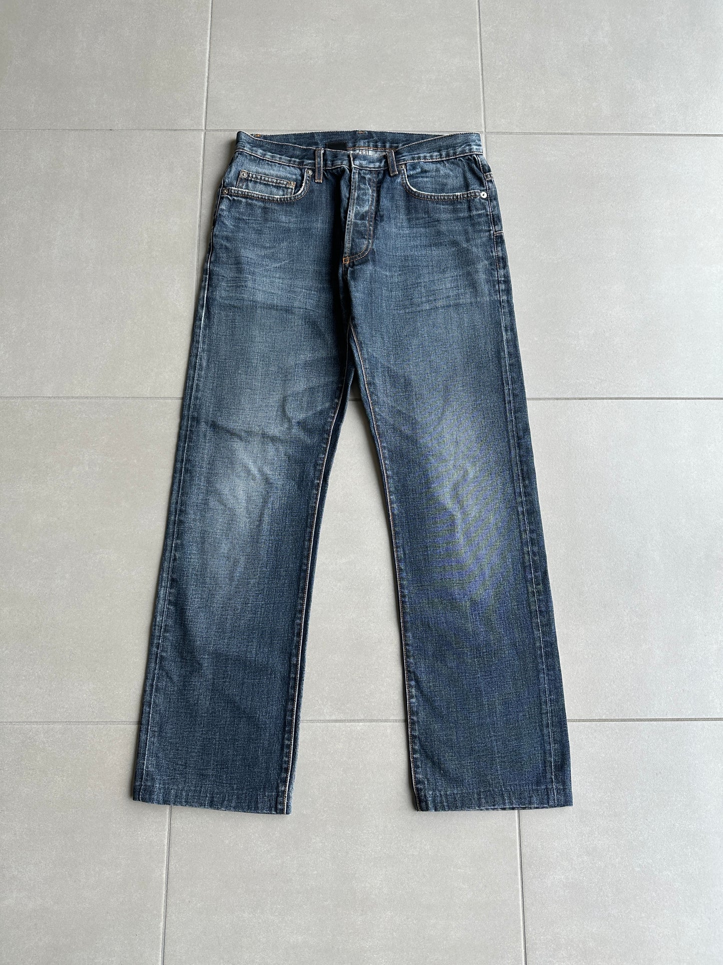 Dior homme AW04 “Victim of the crime” whiskered washed denim