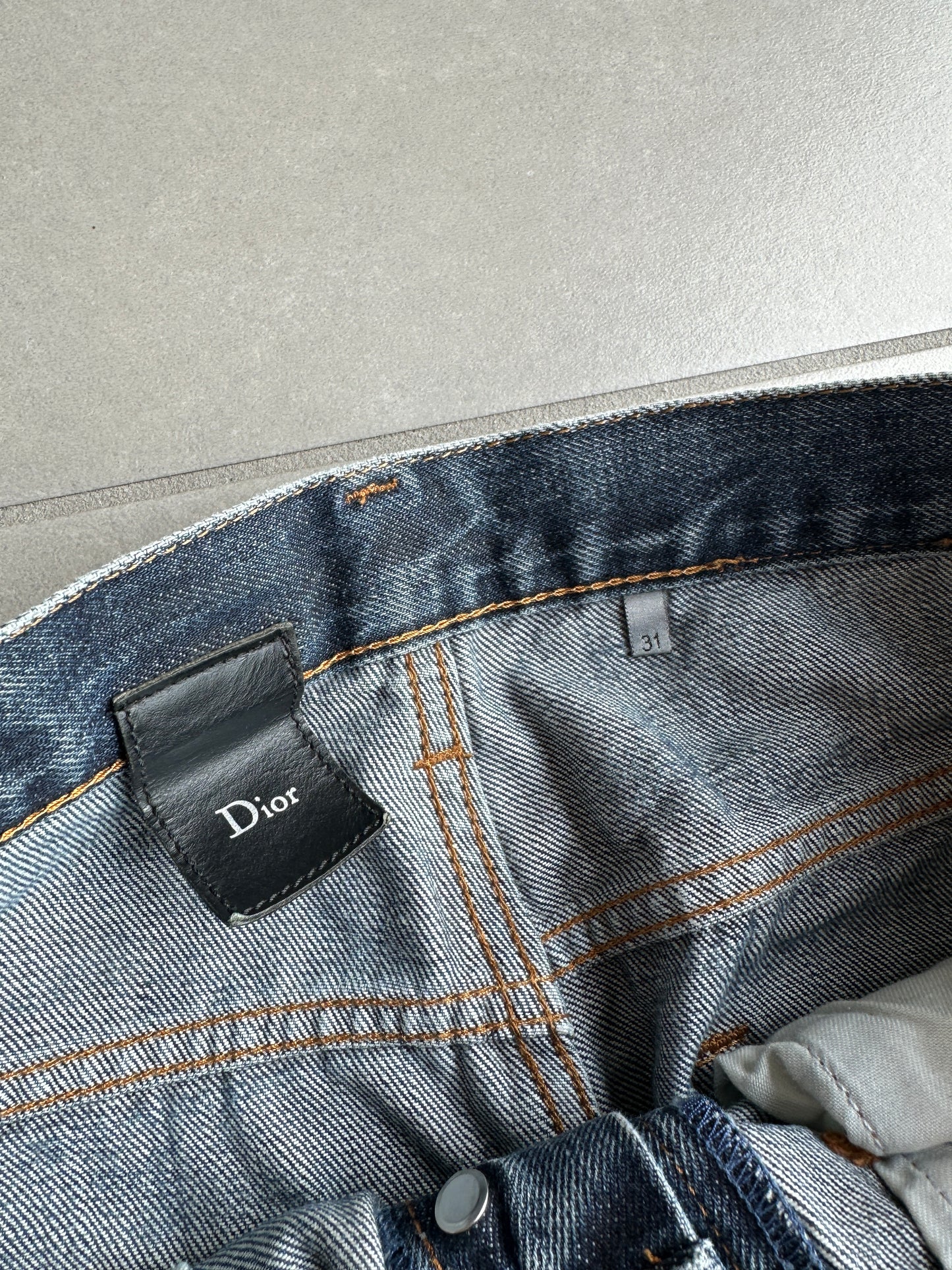 Dior homme AW04 “Victim of the crime” whiskered washed denim