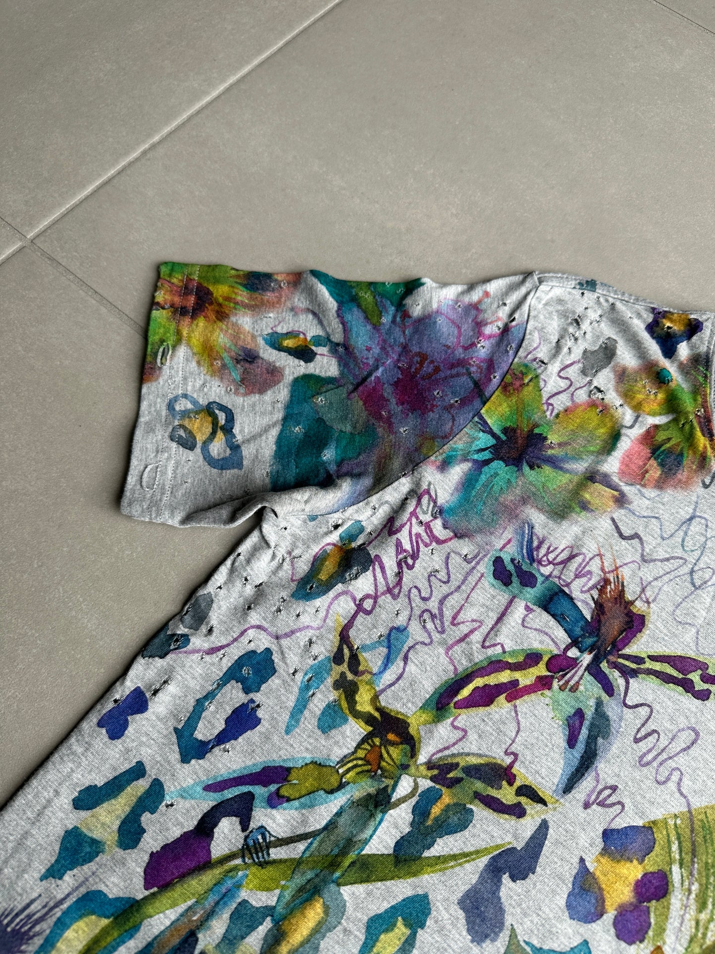 Balmain AW2010 distressed floral print t-shirt