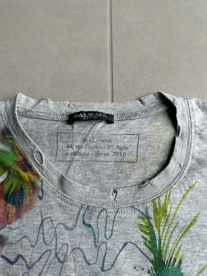 Balmain AW2010 distressed floral print t-shirt