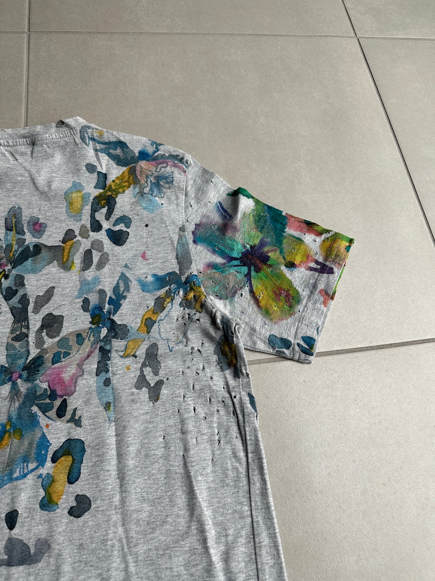 Balmain AW2010 distressed floral print t-shirt