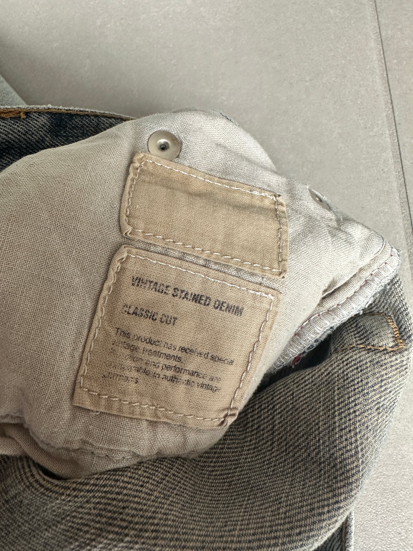 Helmut Lang vintage classic cut stained denim