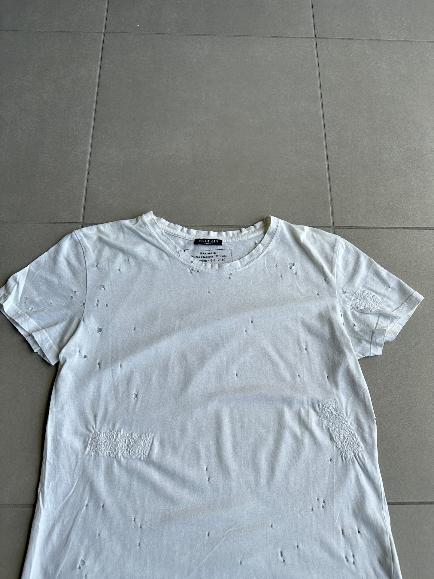 Balmain Homme SS10 Shotgun distressed T-shirt