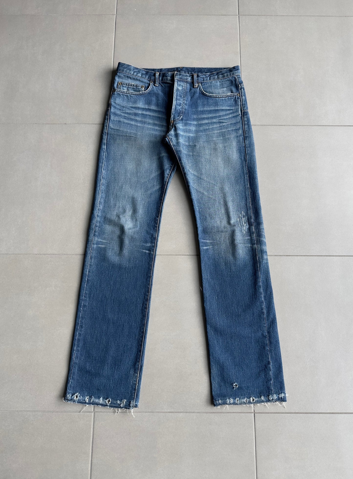 Dior Homme AW06 washed blue clawmark jeans