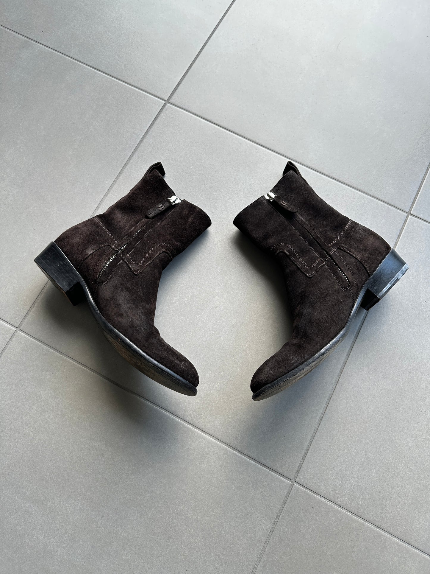 Dior Homme AW07 “Navigate” Cuban heel suede western boots