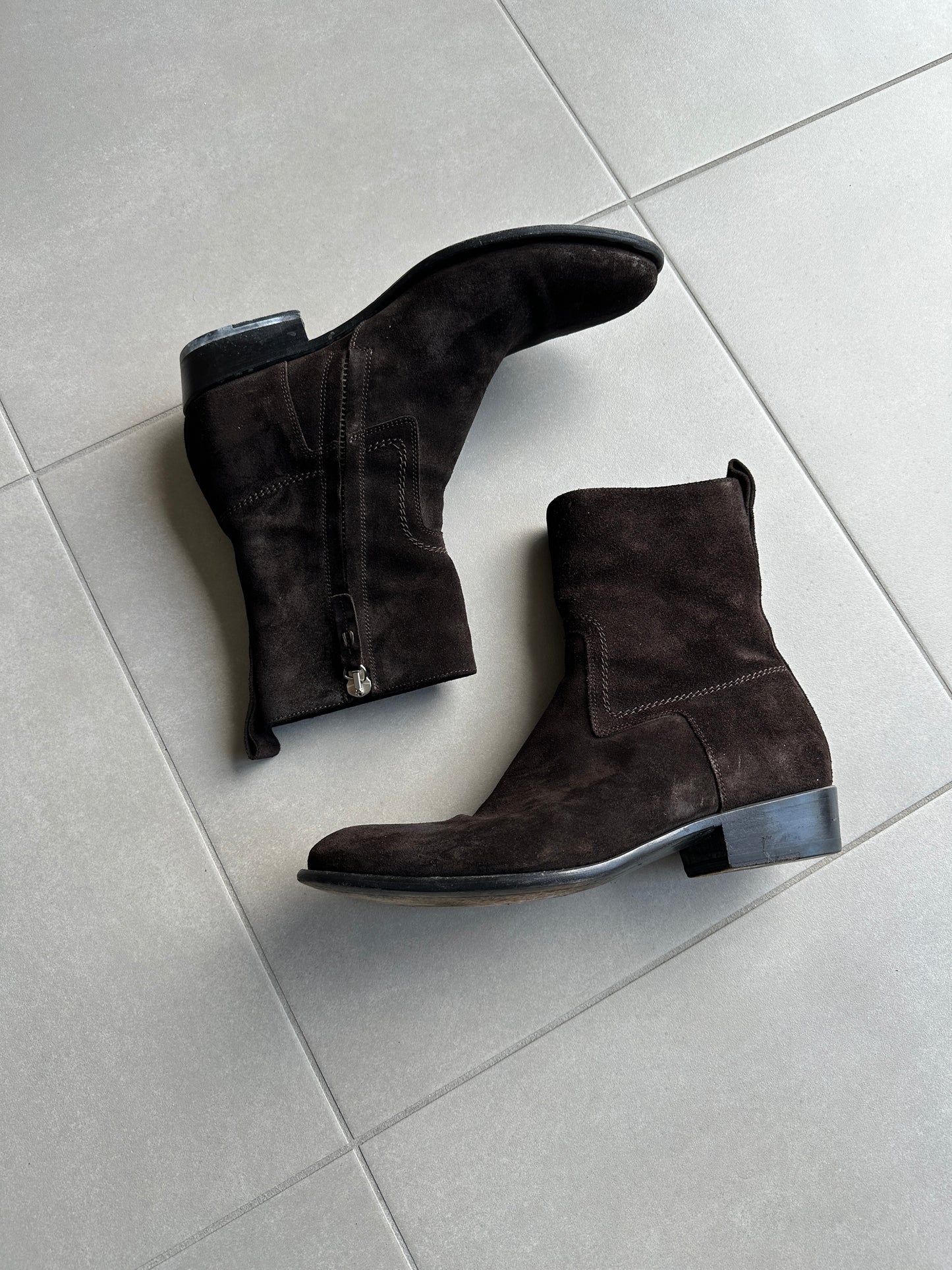Dior Homme AW07 “Navigate” Cuban heel suede western boots