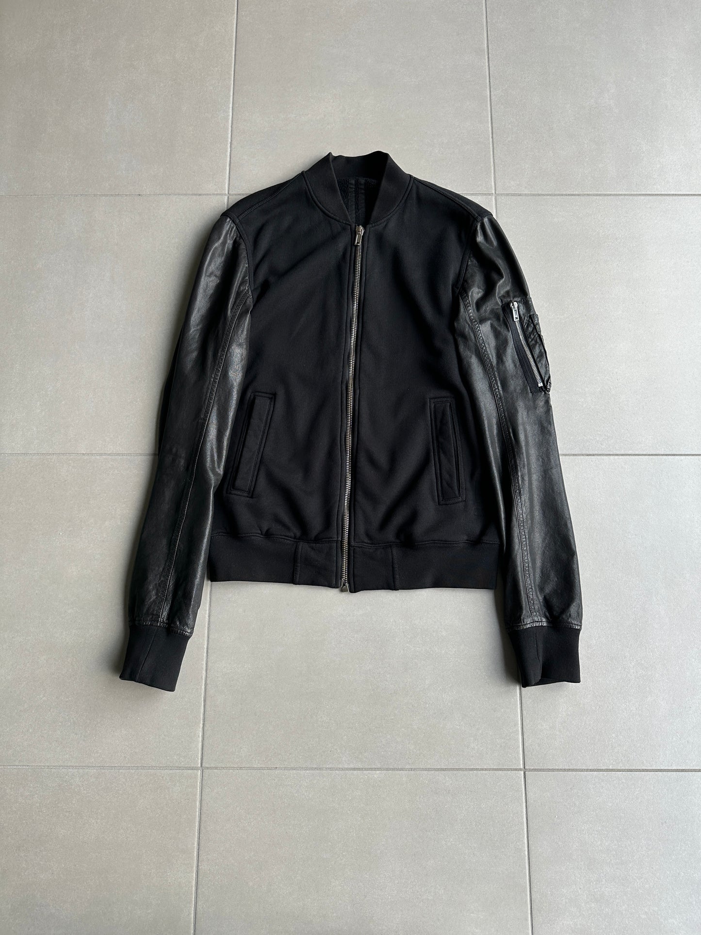 Rick Owens DRKSHDW AW2013 Leather sleeved bomber jacket