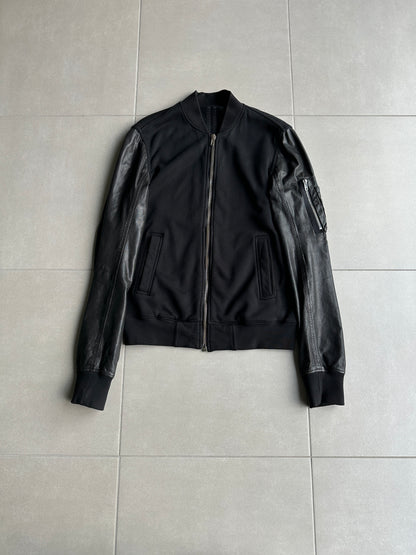 Rick Owens DRKSHDW AW2013 Leather sleeved bomber jacket