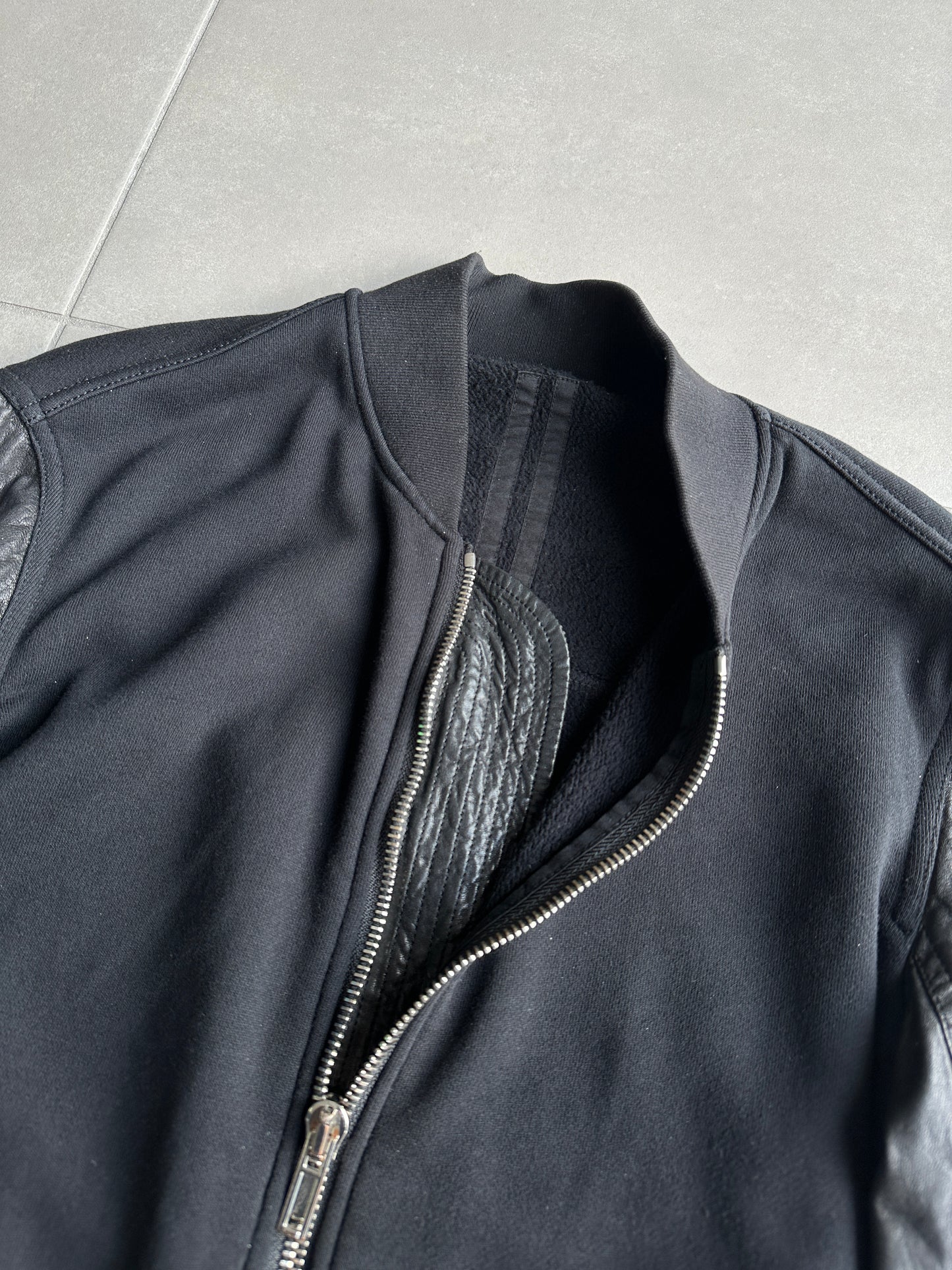 Rick Owens DRKSHDW AW2013 Leather sleeved bomber jacket