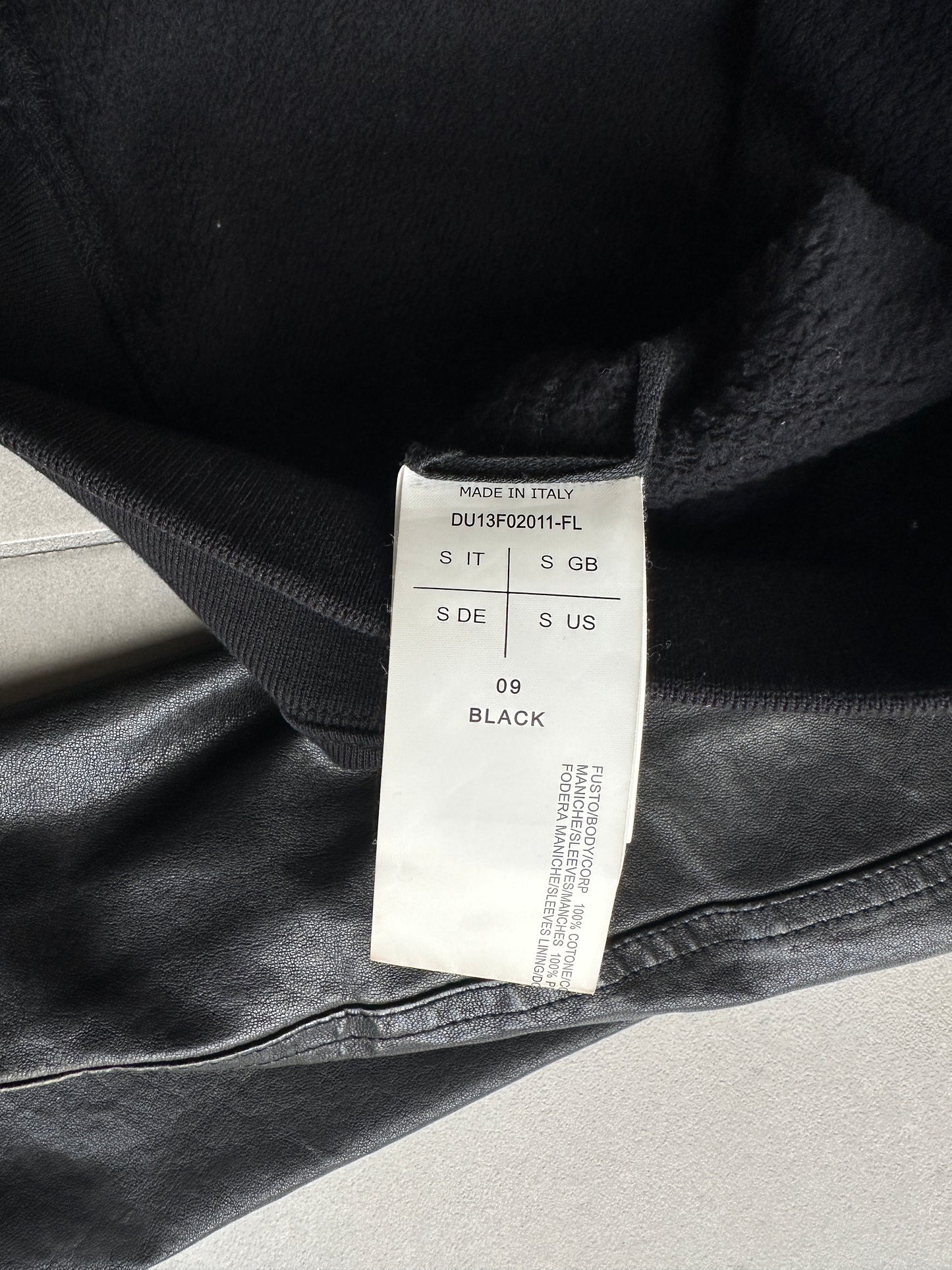 Rick Owens DRKSHDW AW2013 Leather sleeved bomber jacket