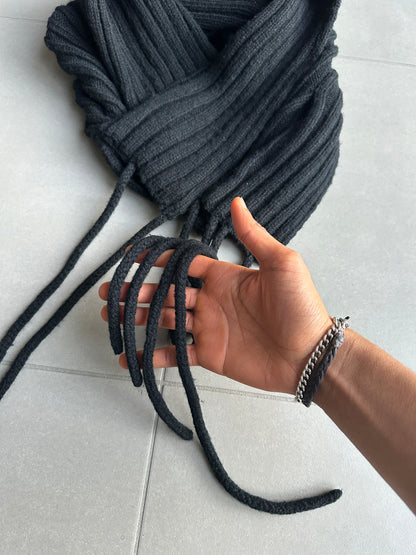 Dior homme AW02 “reflexion” wool tasseled shawl