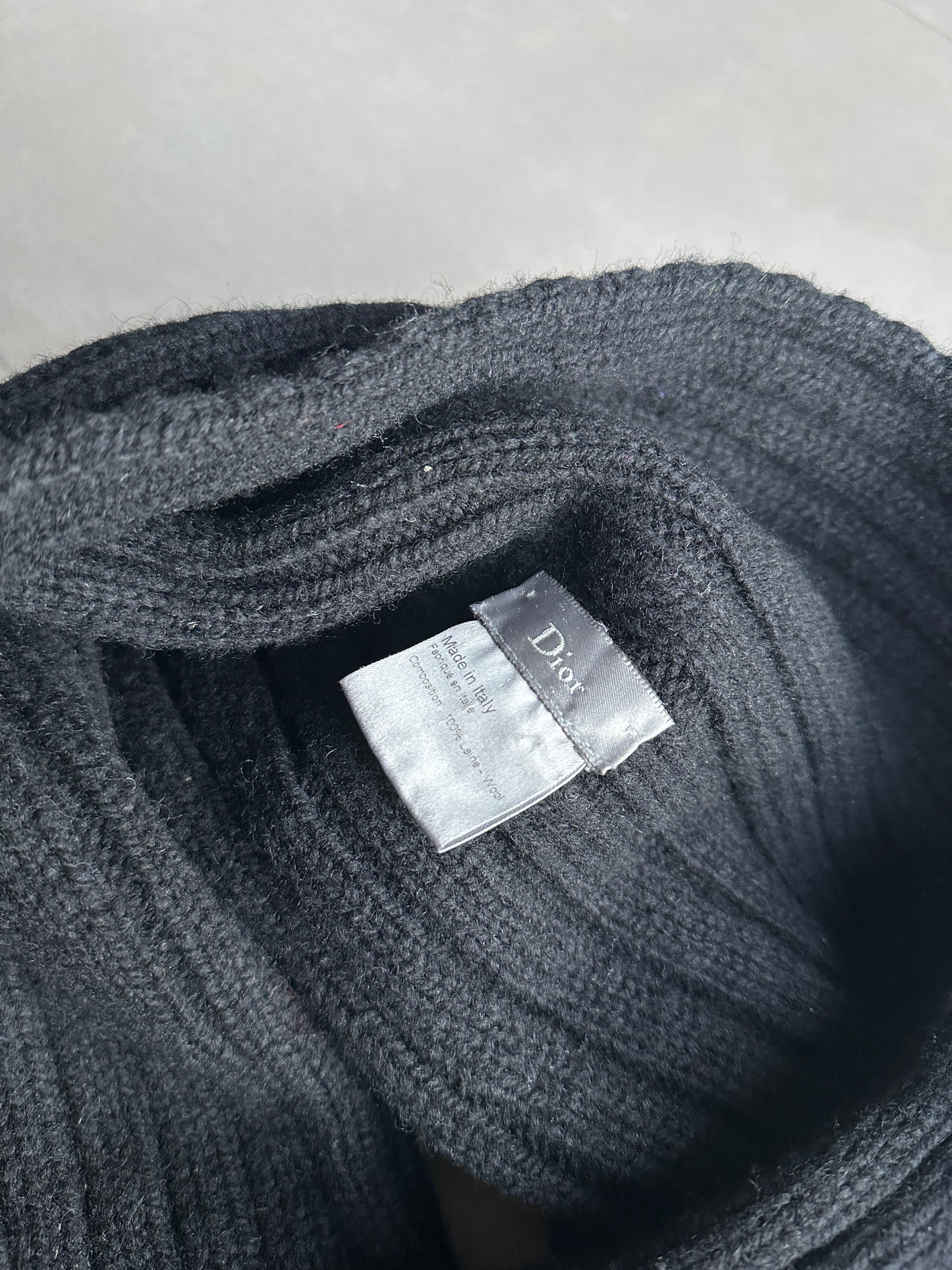 Dior homme AW02 “reflexion” wool tasseled shawl