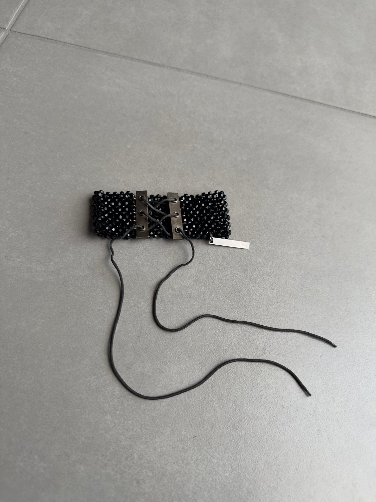 Dior Homme SS04 “Strip” onyx beaded bracelet