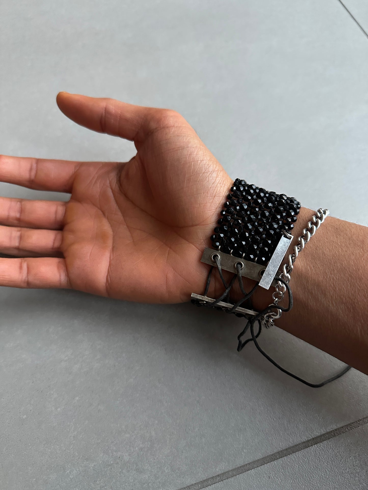 Dior Homme SS04 “Strip” onyx beaded bracelet