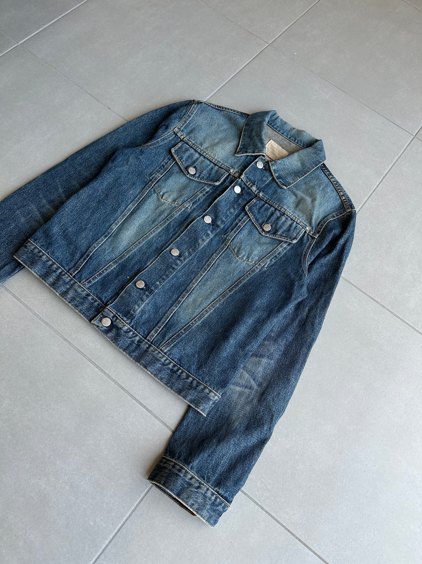 Helmut Lang vintage dark denim classic 2 pocket trucker jacket