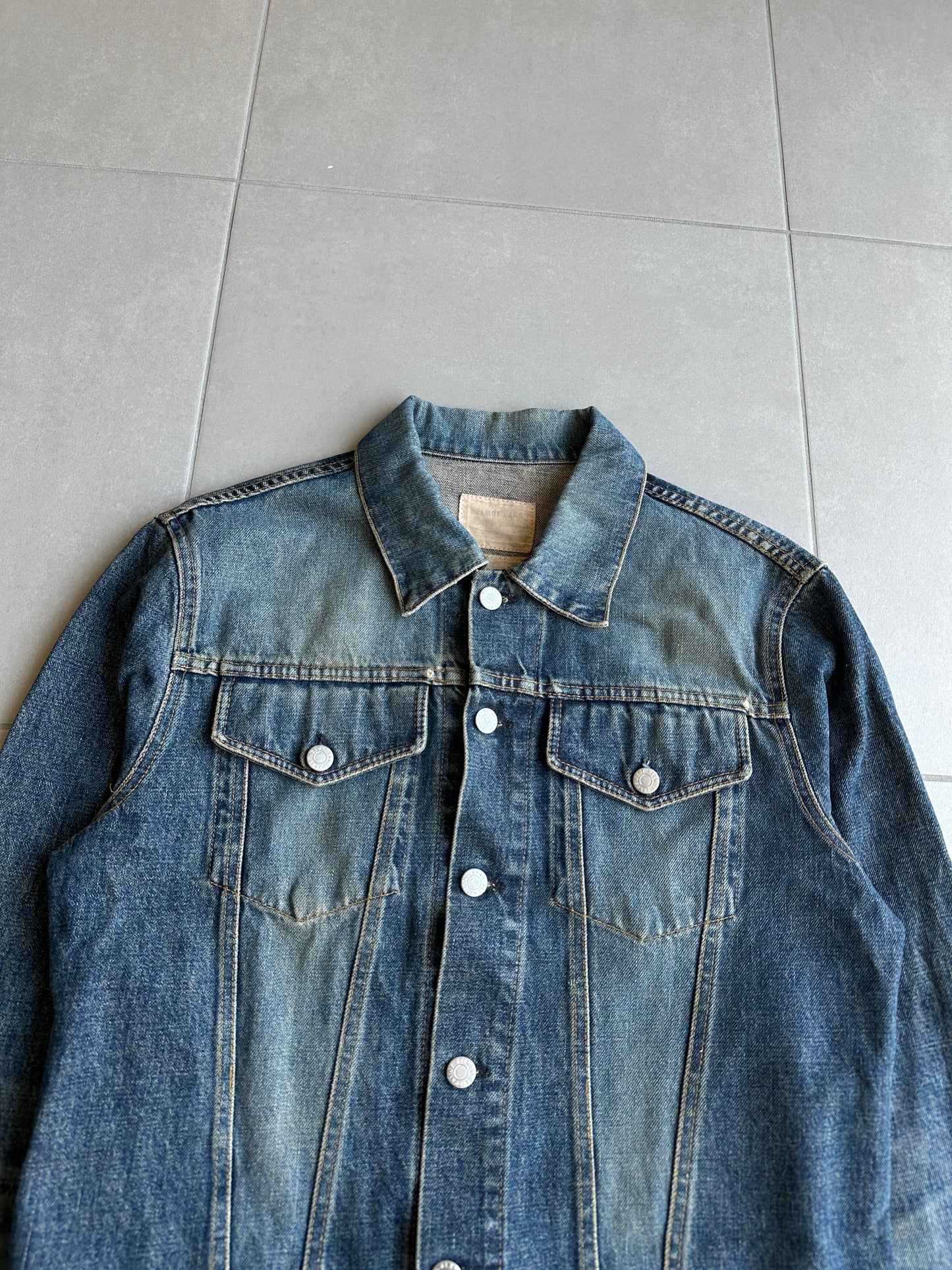 Helmut Lang vintage dark denim classic 2 pocket trucker jacket