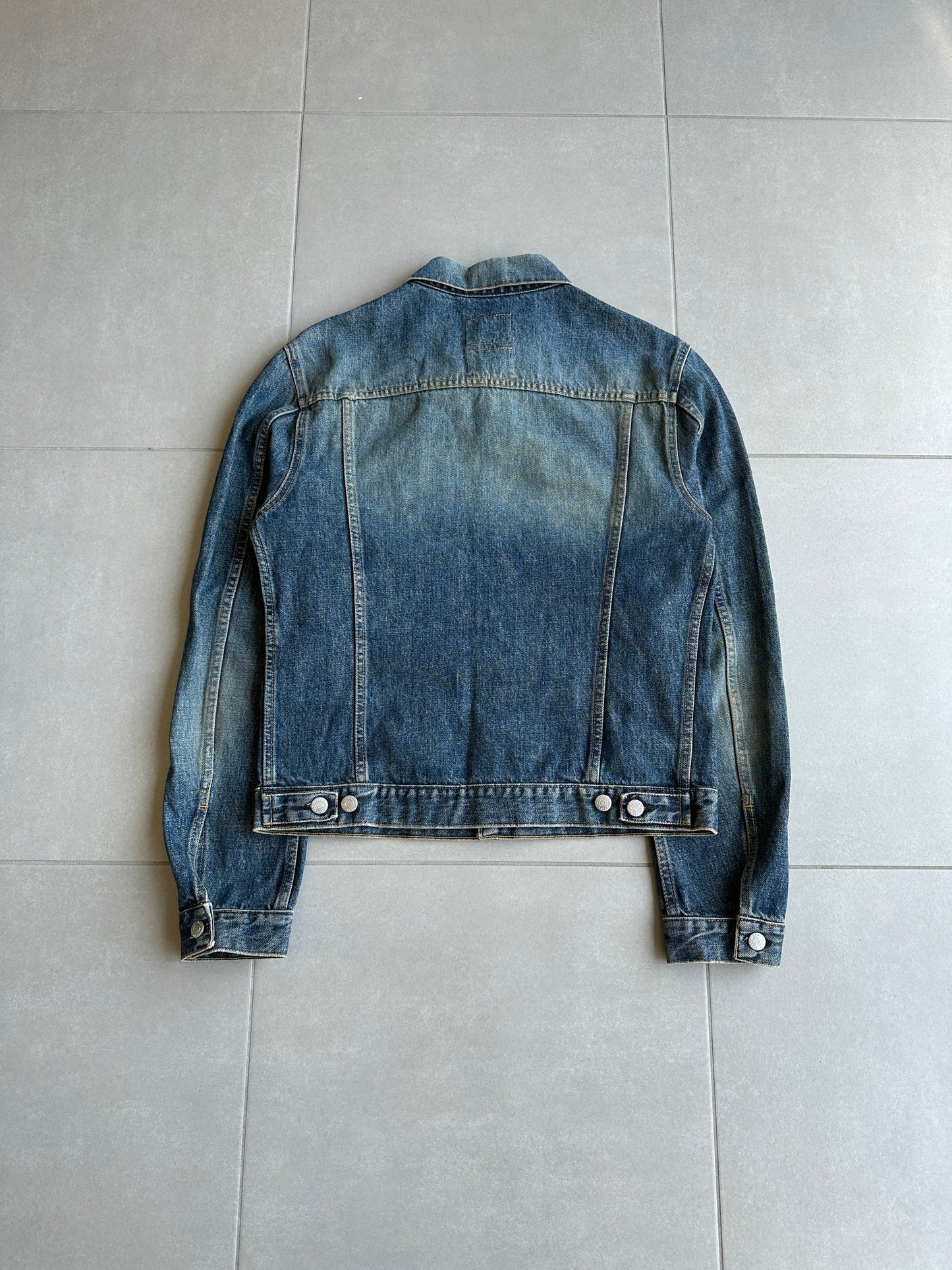 Helmut Lang vintage dark denim classic 2 pocket trucker jacket