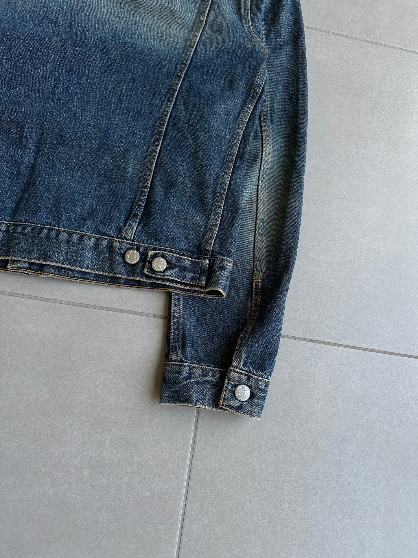Helmut Lang vintage dark denim classic 2 pocket trucker jacket
