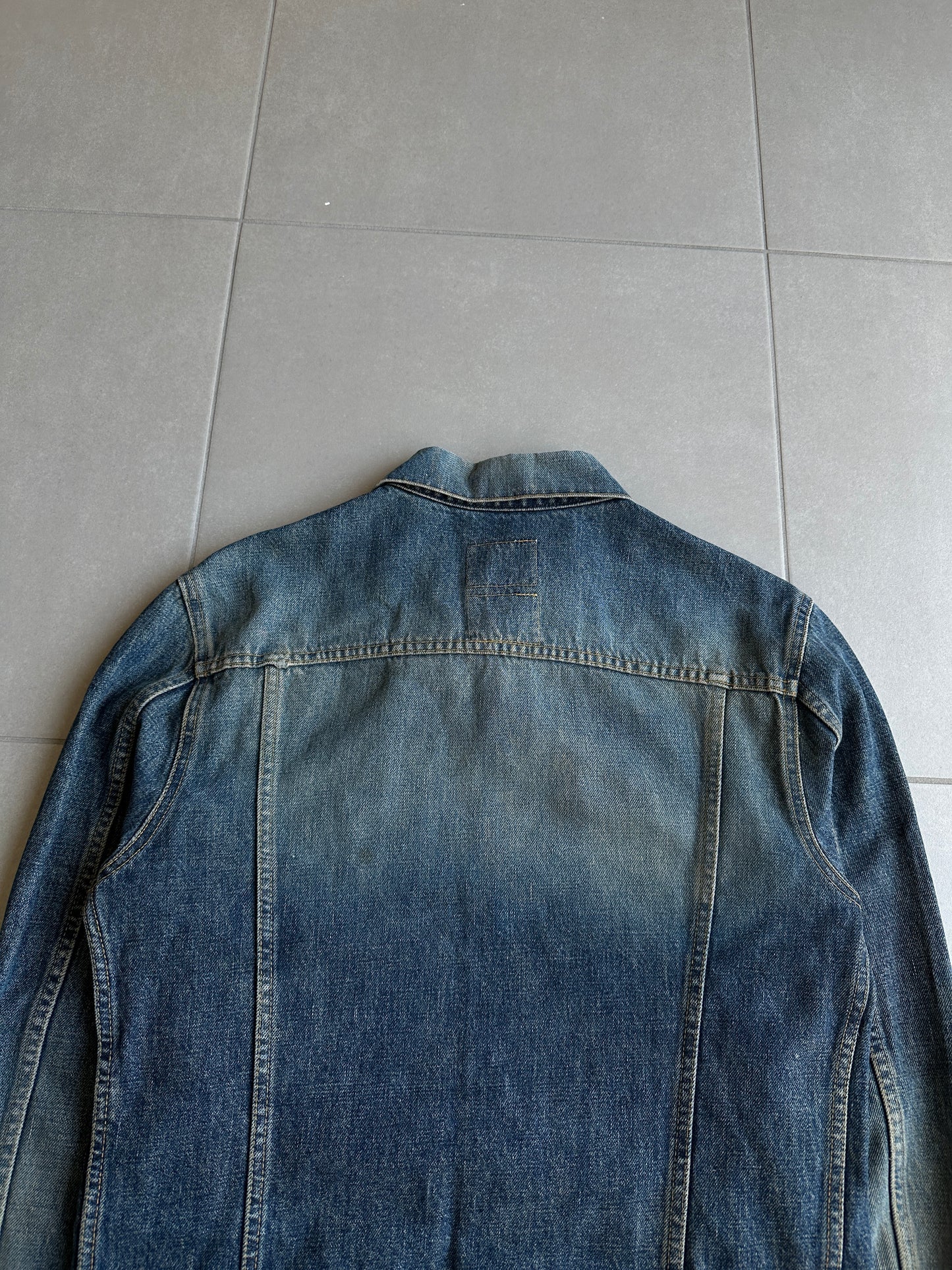 Helmut Lang vintage dark denim classic 2 pocket trucker jacket