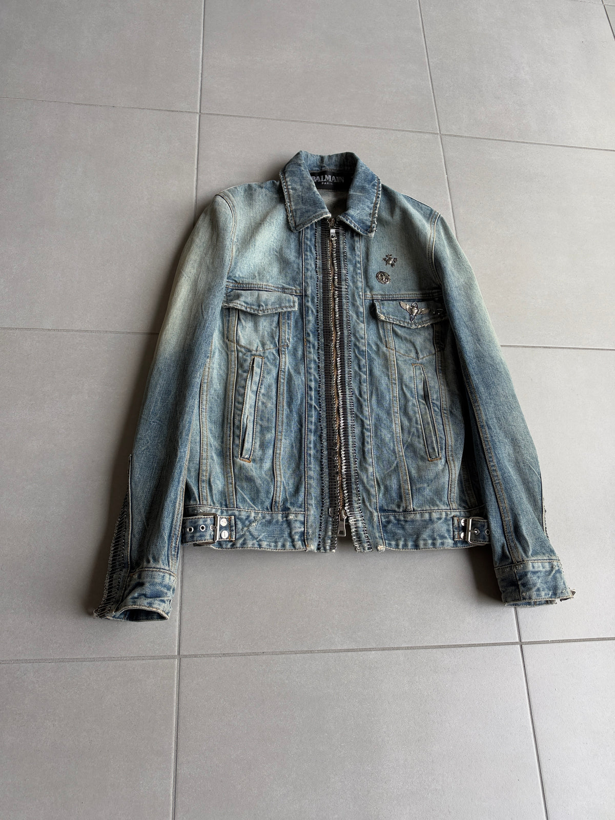 Balmain SS11 Safety Pin Denim Jacket