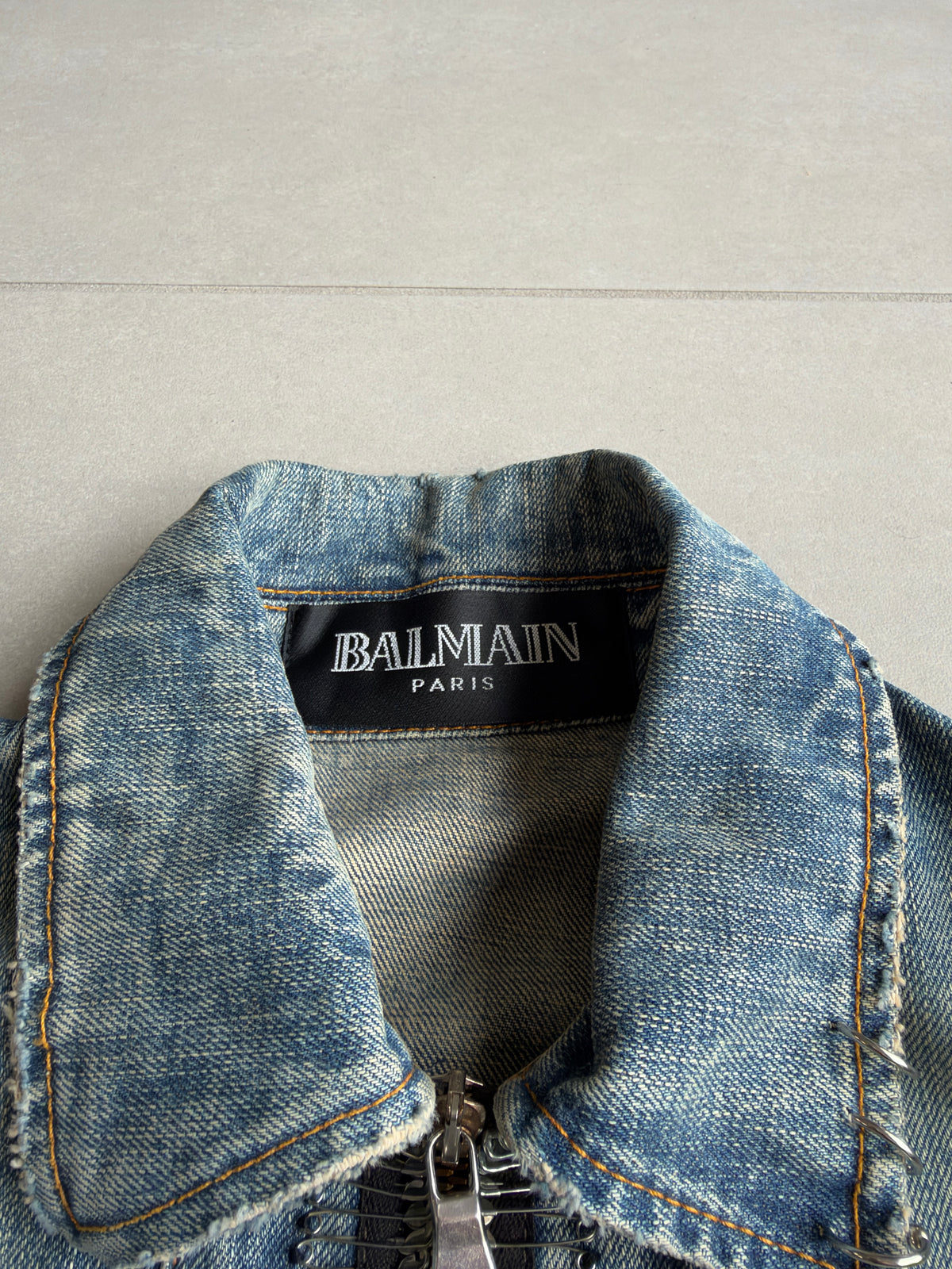 Balmain SS11 Safety Pin Denim Jacket