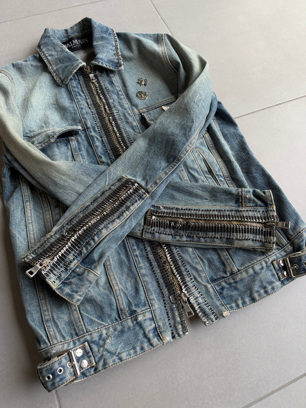 Balmain SS11 Safety Pin Denim Jacket