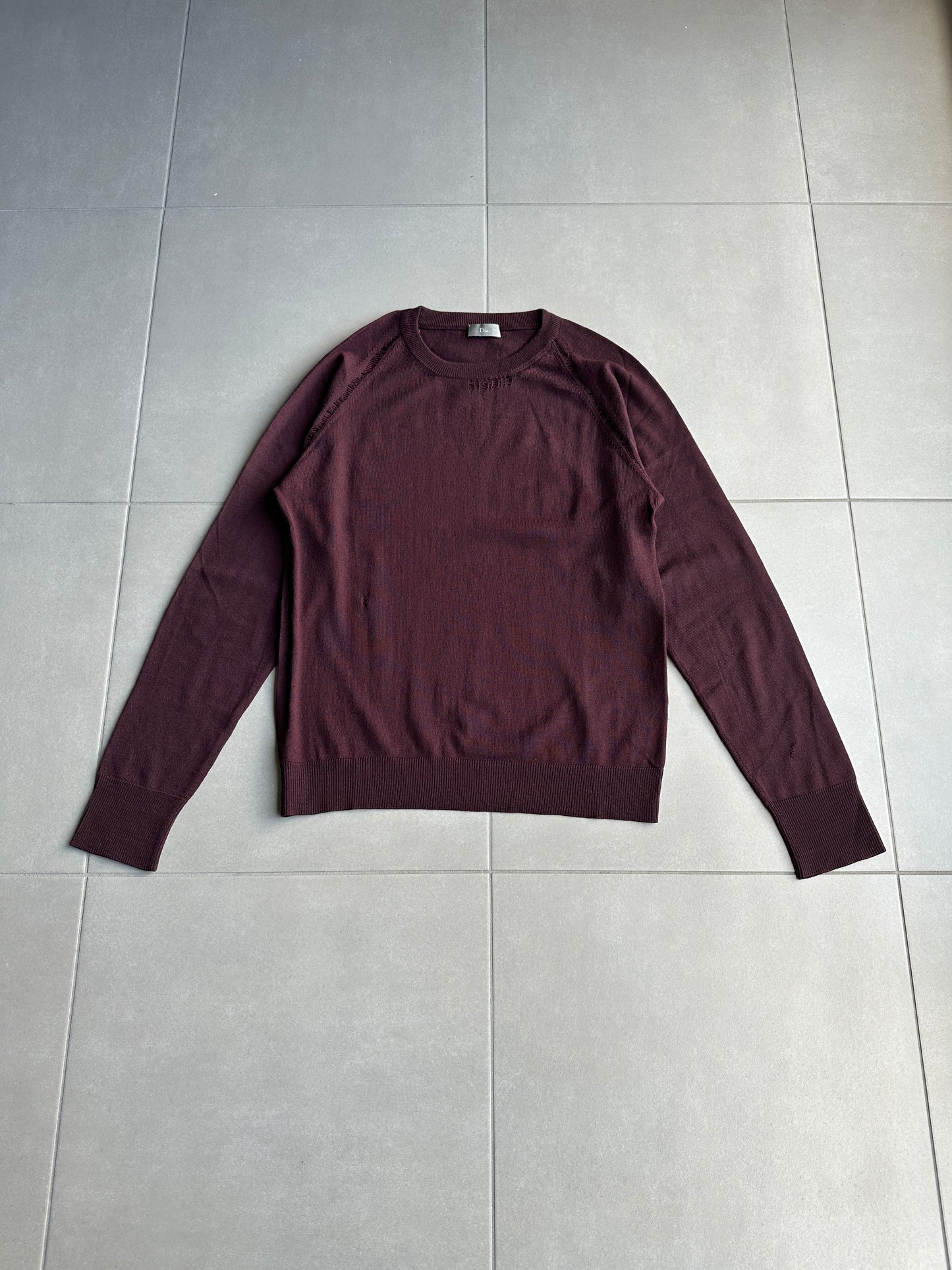 Dior Homme AW04 “VOTC” runway distressed suede elbow patch sweater