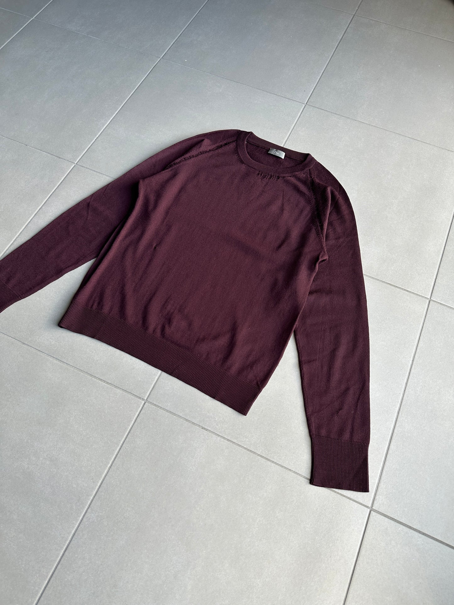 Dior Homme AW04 “VOTC” runway distressed suede elbow patch sweater