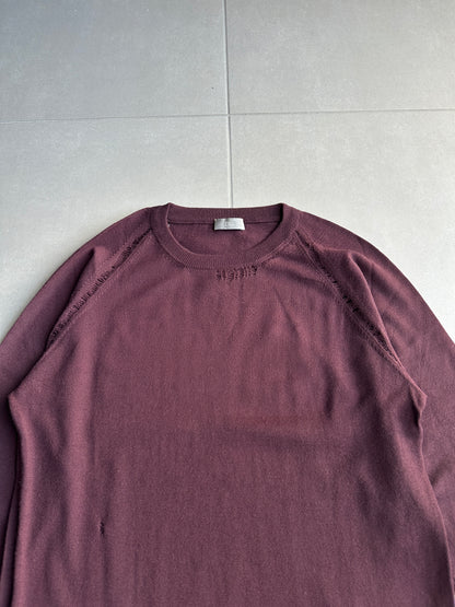 Dior Homme AW04 “VOTC” runway distressed suede elbow patch sweater