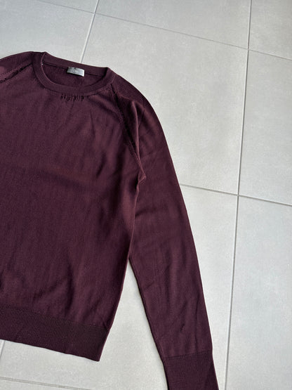 Dior Homme AW04 “VOTC” runway distressed suede elbow patch sweater