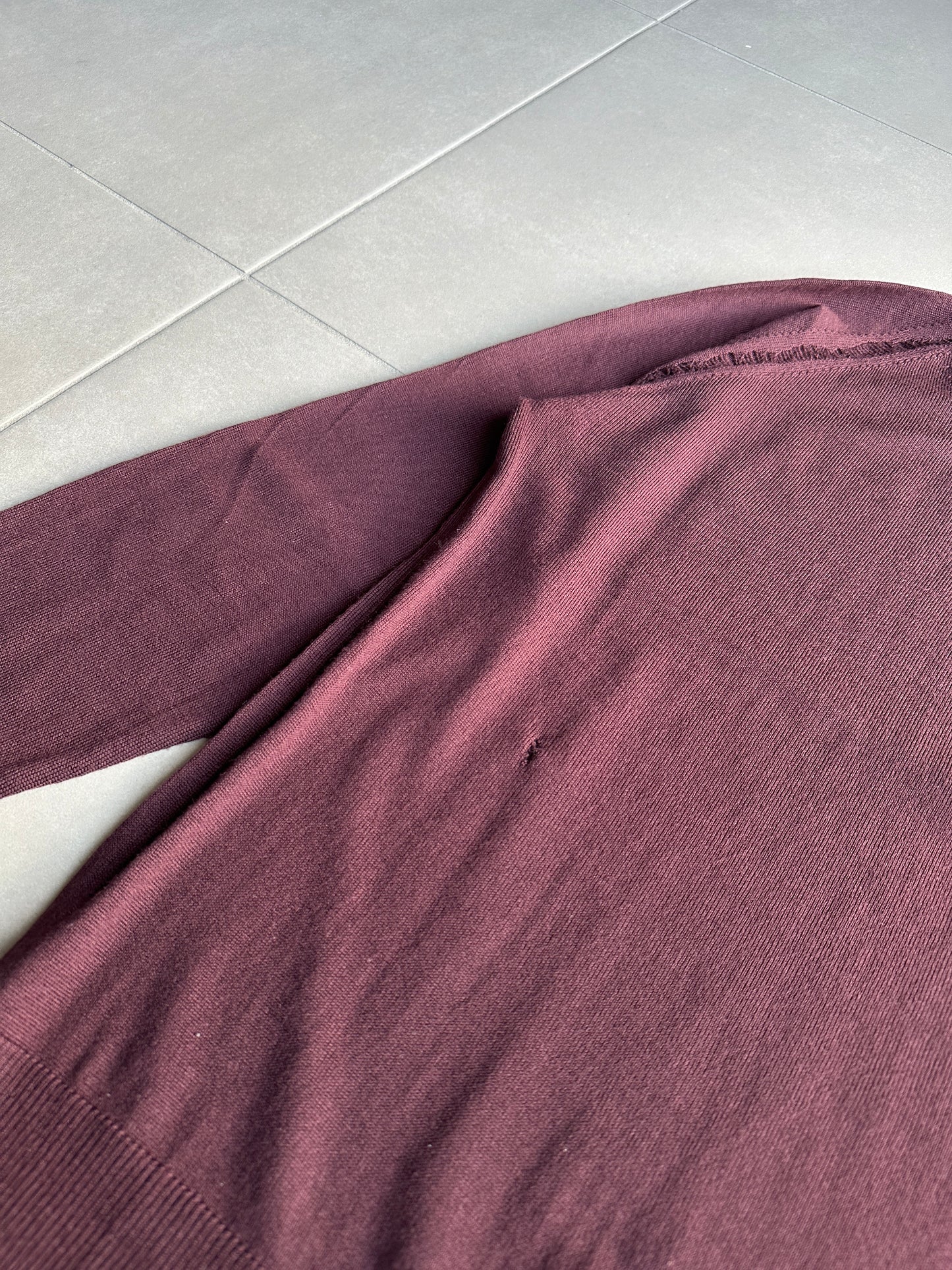 Dior Homme AW04 “VOTC” runway distressed suede elbow patch sweater