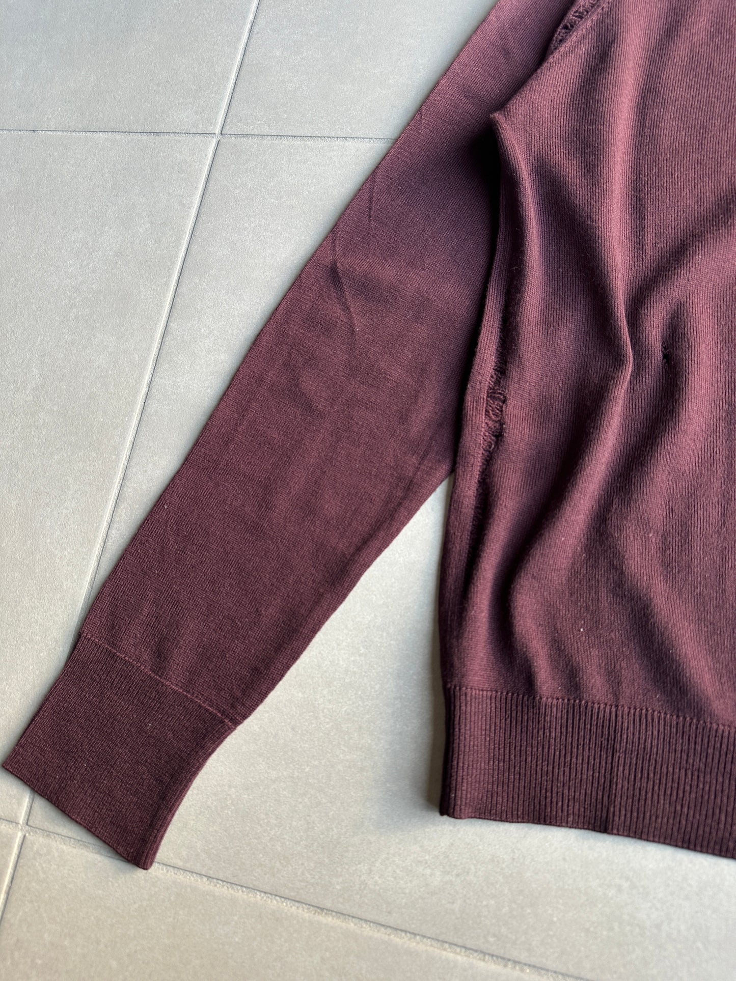 Dior Homme AW04 “VOTC” runway distressed suede elbow patch sweater