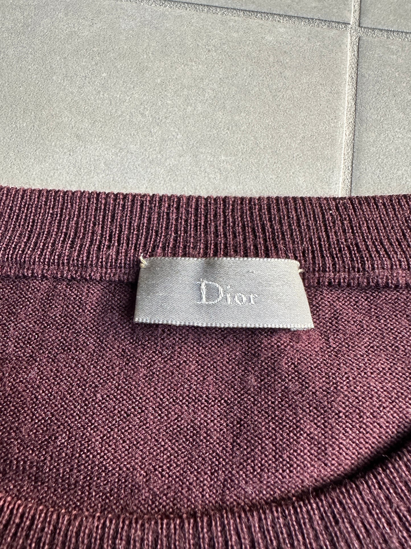 Dior Homme AW04 “VOTC” runway distressed suede elbow patch sweater