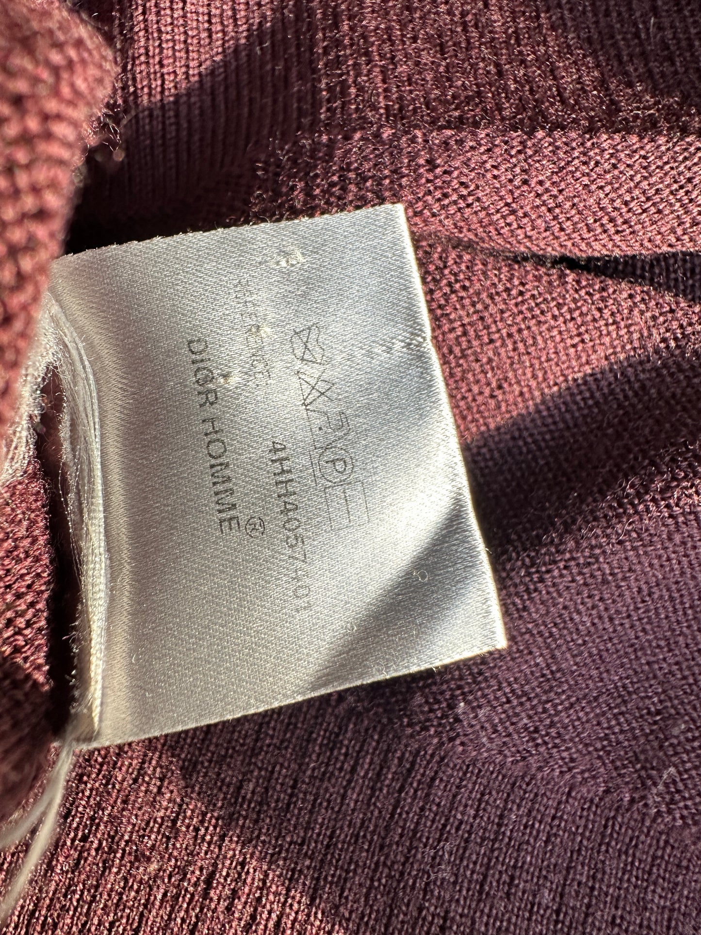 Dior Homme AW04 “VOTC” runway distressed suede elbow patch sweater