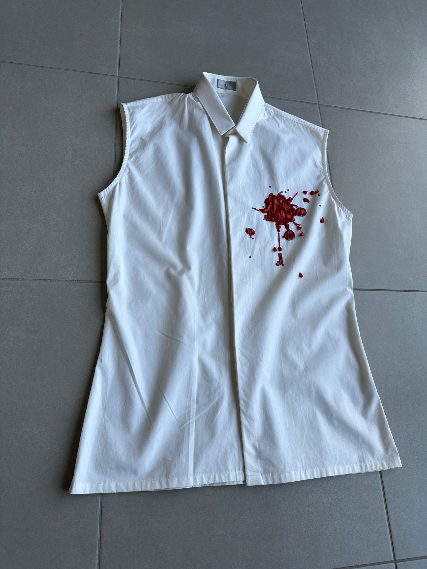 Dior Homme SS02 "Red/Boys don't cry' Bloodwound button up shirt