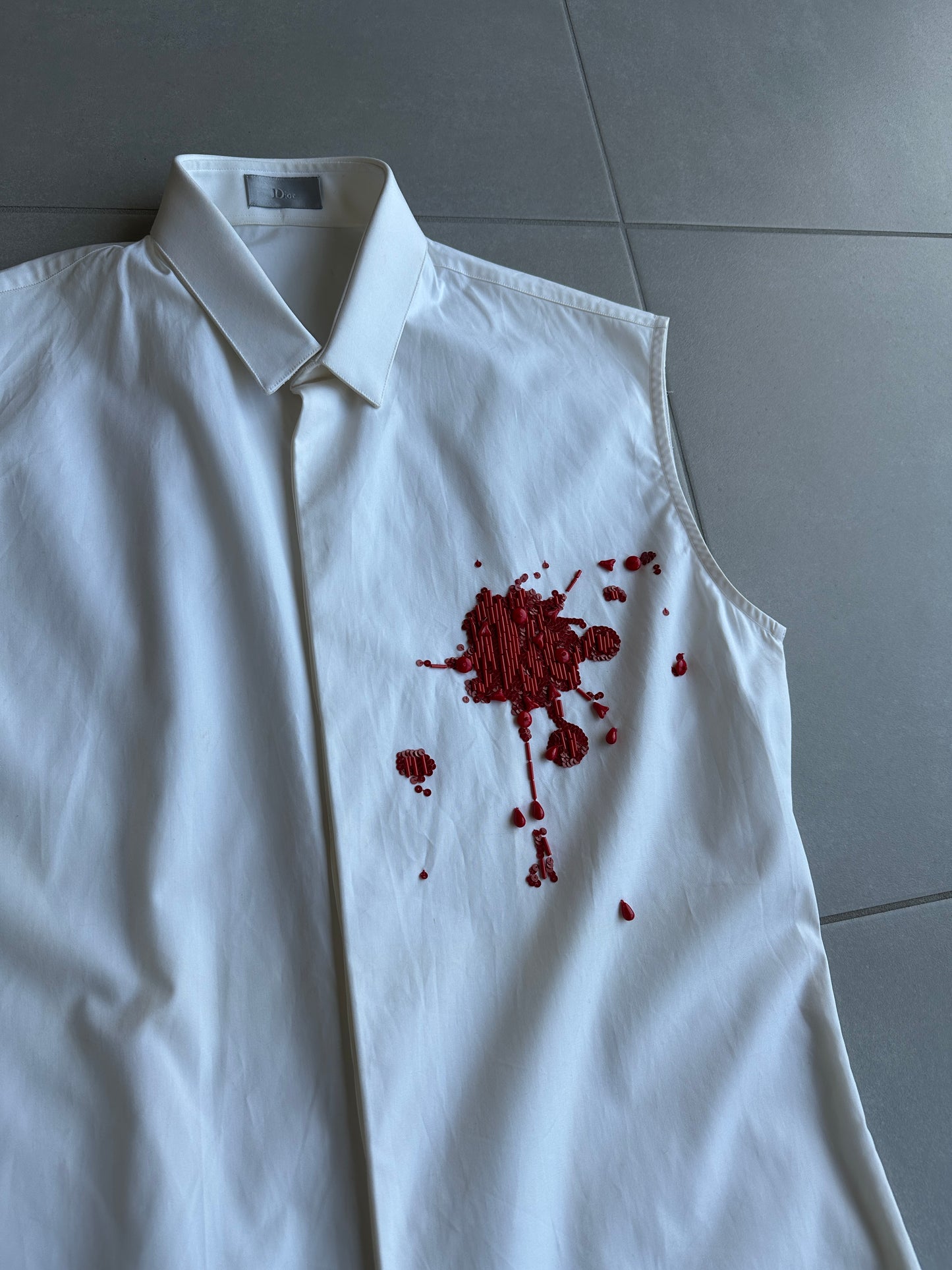 Dior Homme SS02 "Red/Boys don't cry' Bloodwound button up shirt
