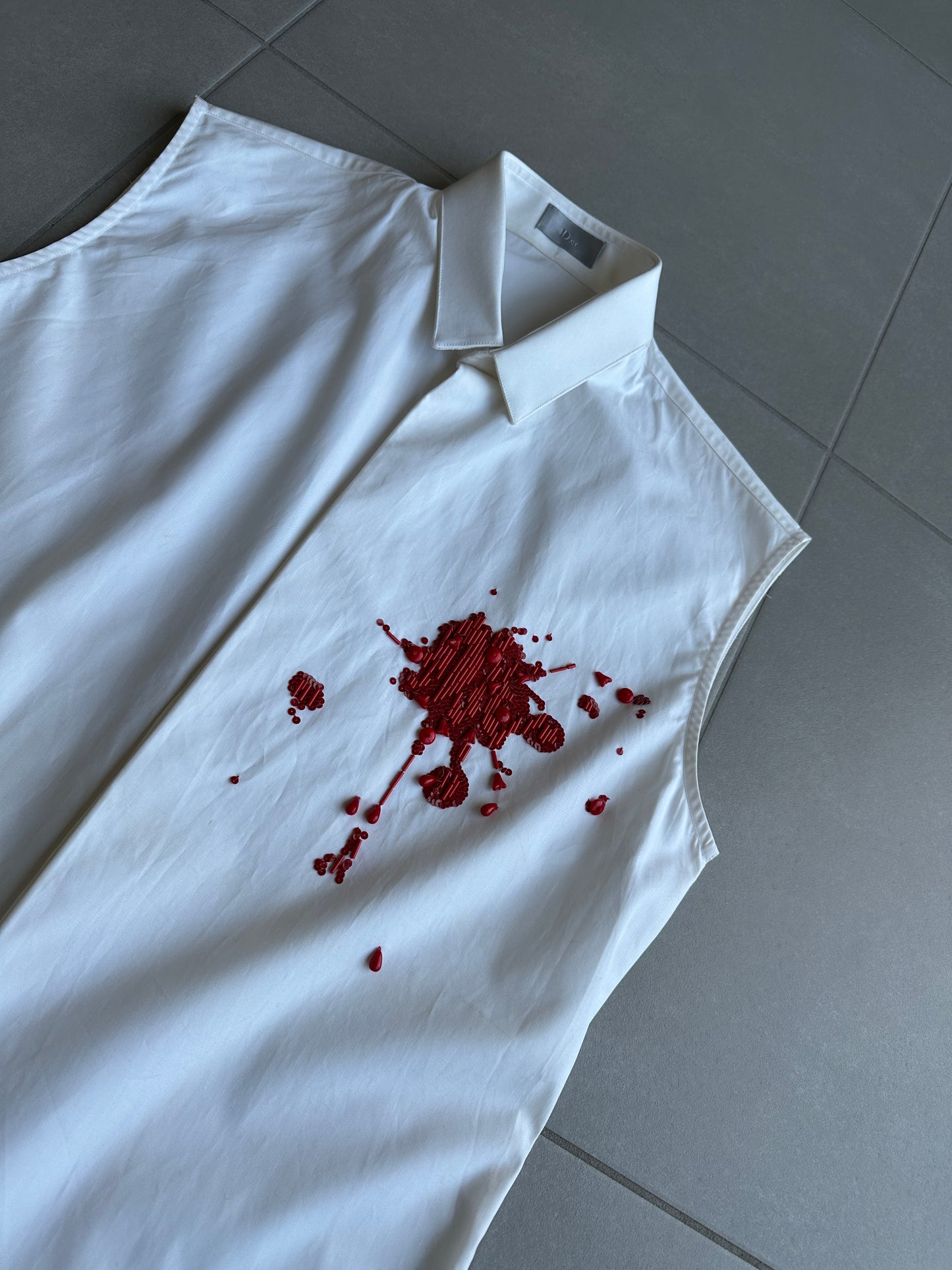 Dior Homme SS02 "Red/Boys don't cry' Bloodwound button up shirt
