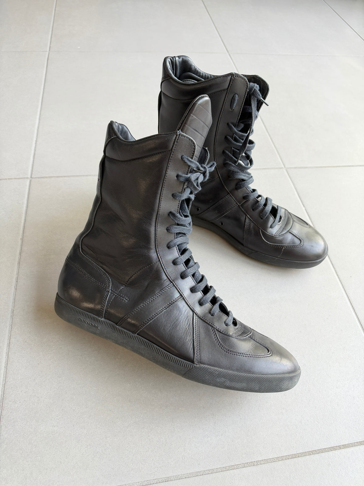 Dior Homme AW03 “Luster” High-top boxer leather sneakers